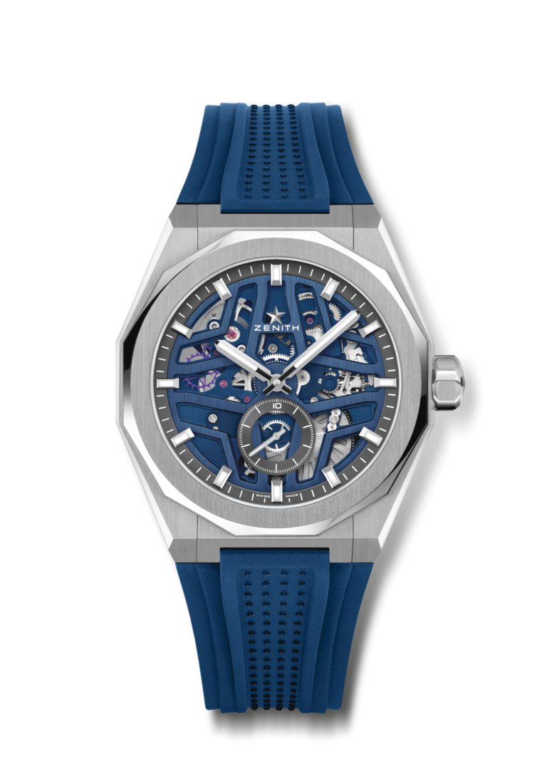 DEFY Skyline Skeleton Blue with provided rubber strap